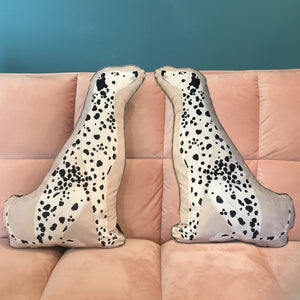 TWO HANDMADE VELVET DALMATION CUSHIONS MADE IN THE UK, VINTAGE STYLE
