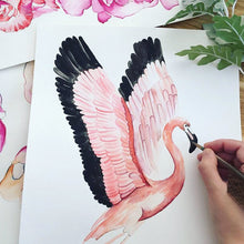 Load image into Gallery viewer, HANDPAINTED FLAMINGO. PAINTED IN SUSSEX BY RENE DE LANGE
