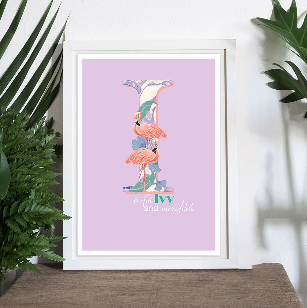 PINK FEATHERS PERSONALISED PRINT